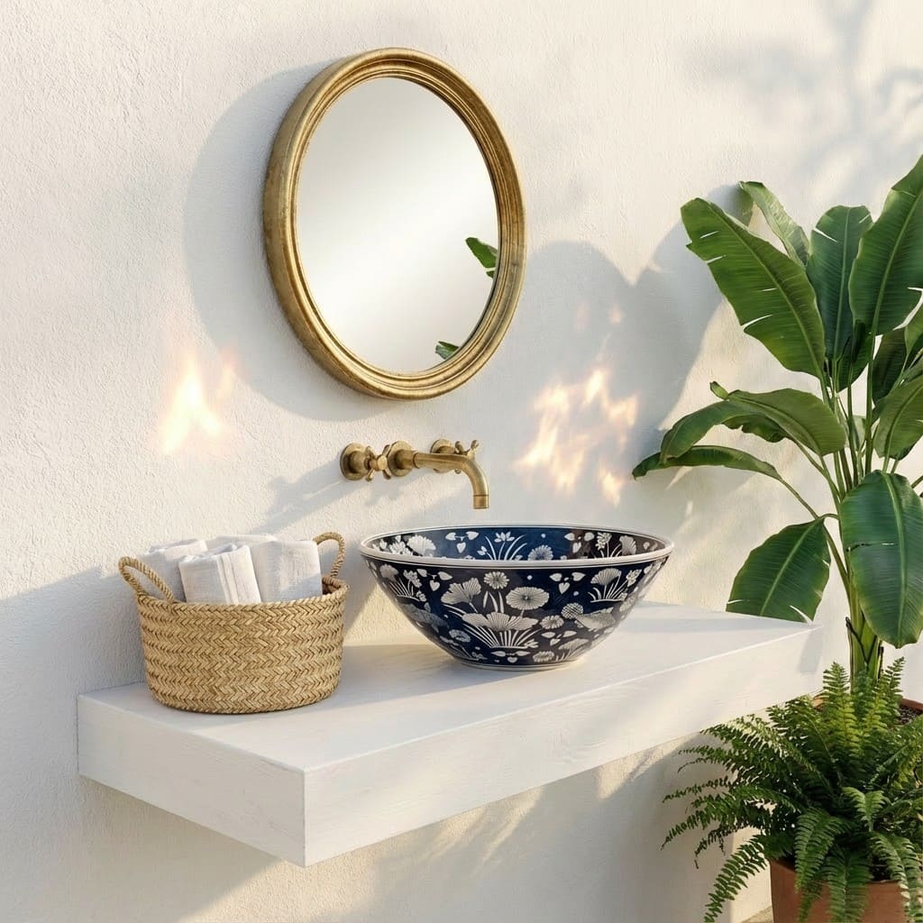 Lavandino rotondo dipinto a mano Aquarium