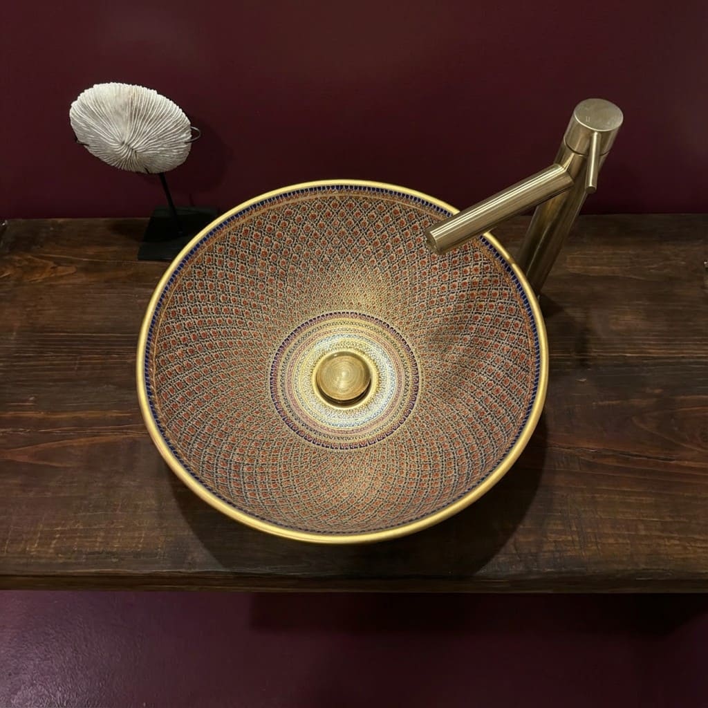 Lavandino rotondo dipinto a mano Benjarong