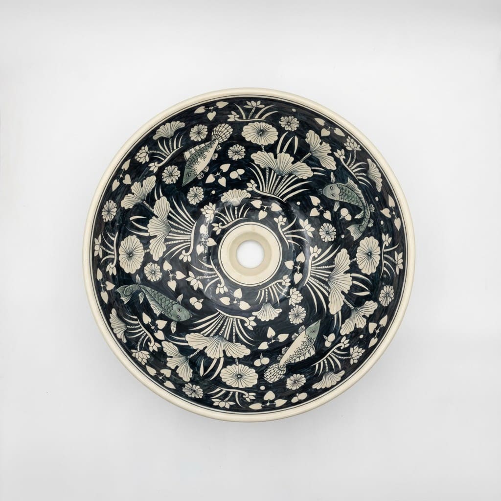 Lavandino rotondo dipinto a mano Aquarium