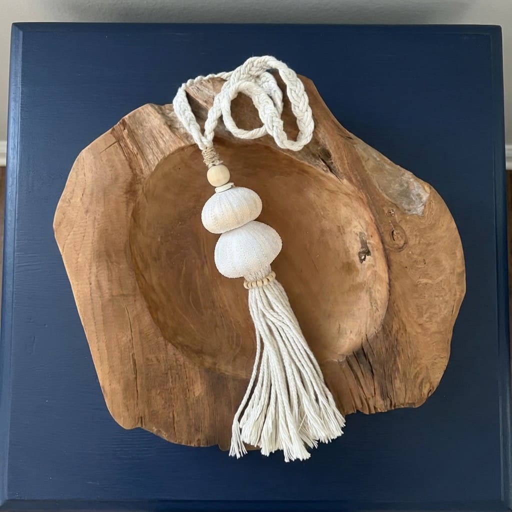 Embrasse lunga con conchiglia riccio e nappa in cotone