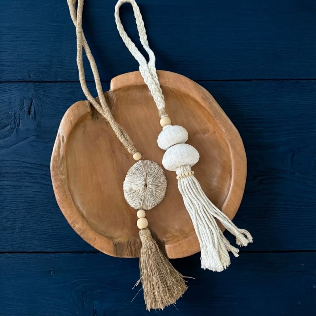 Embrasse lunga con conchiglia riccio e nappa in cotone