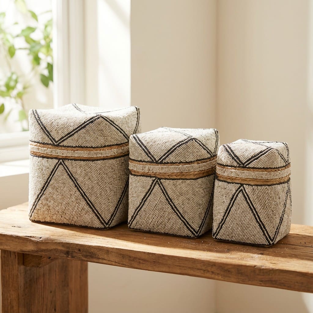 Scatole in bambù ricoperte di perline: Oasi Notturna