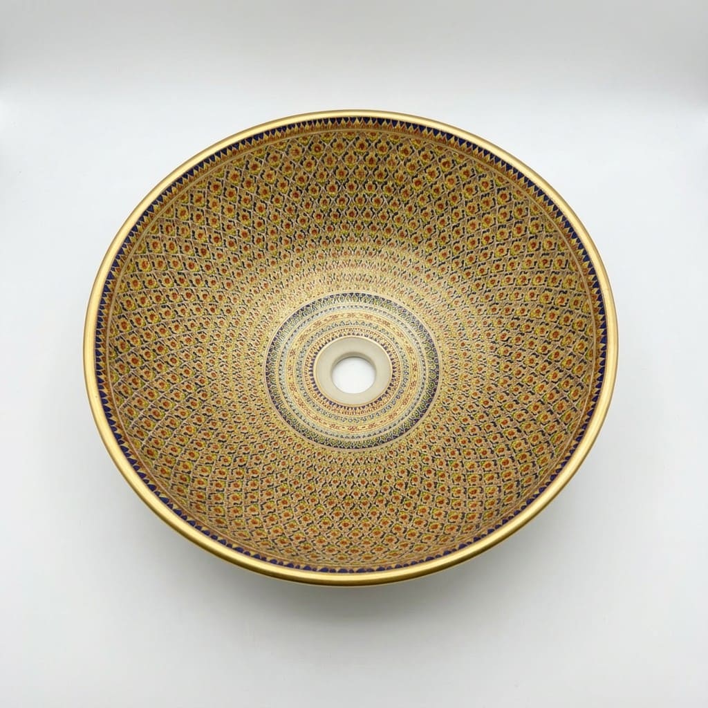 Lavandino rotondo dipinto a mano Benjarong
