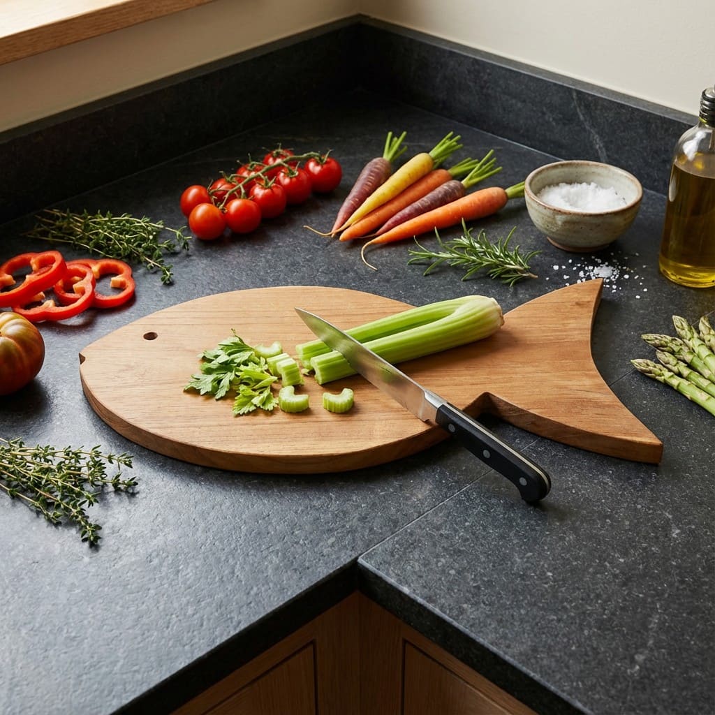 Tagliere a forma di pesce in legno