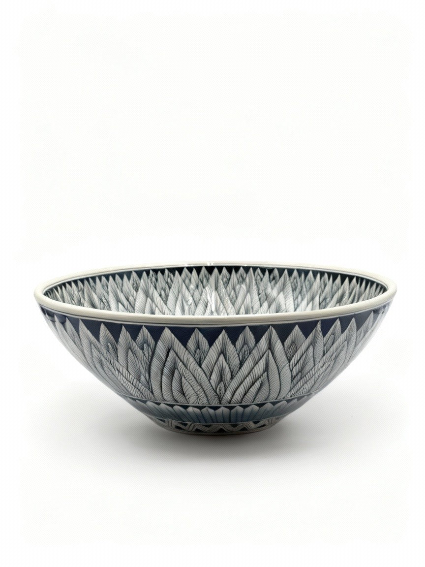 Lavandino rotondo dipinto a mano Foglie