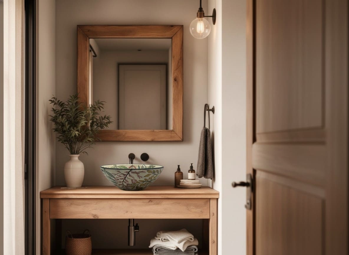 Lavandino rotondo dipinto a mano Bottanic Garden